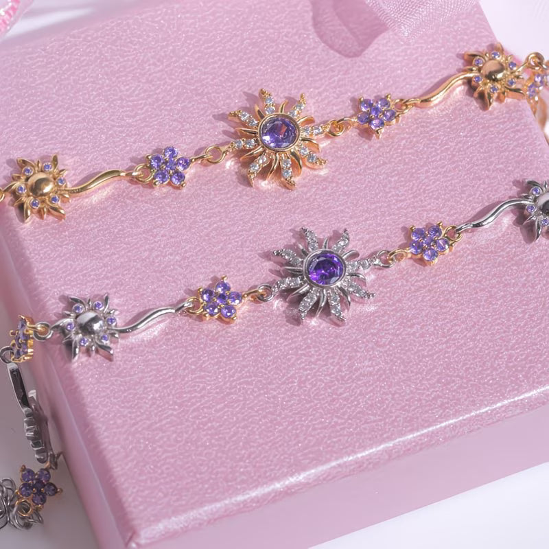 Sunflower Bracelet Inlaid with Shiny Synthetic Zirconia by Alveera & Co