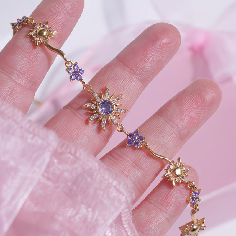 Sunflower Bracelet Inlaid with Shiny Synthetic Zirconia by Alveera & Co