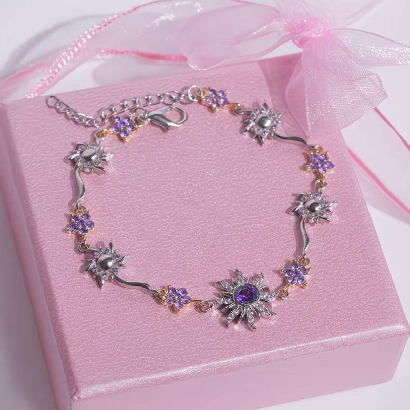 Sunflower Bracelet Inlaid with Shiny Synthetic Zirconia by Alveera & Co