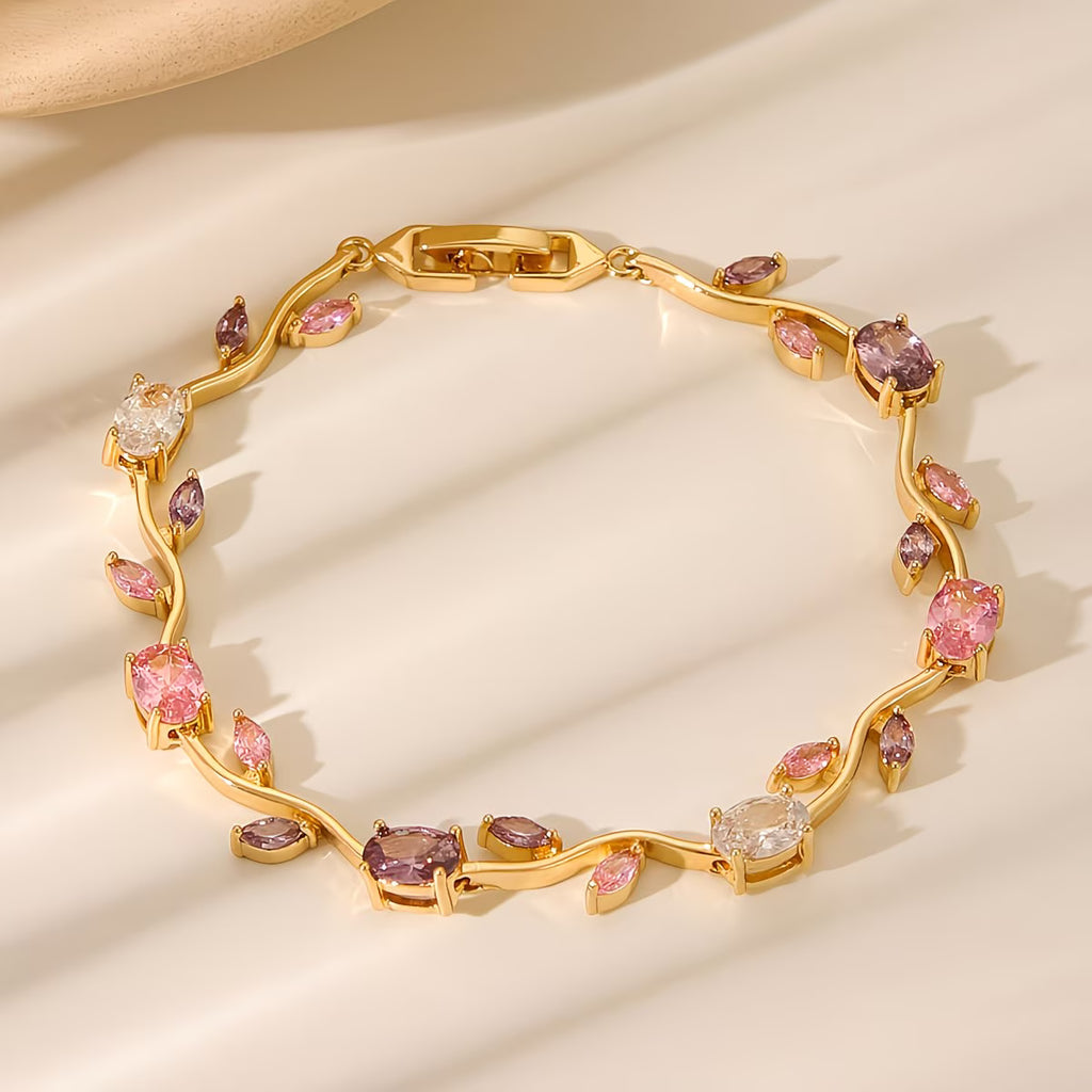 Pink Petal Crystal Bracelet by Alveera & Co