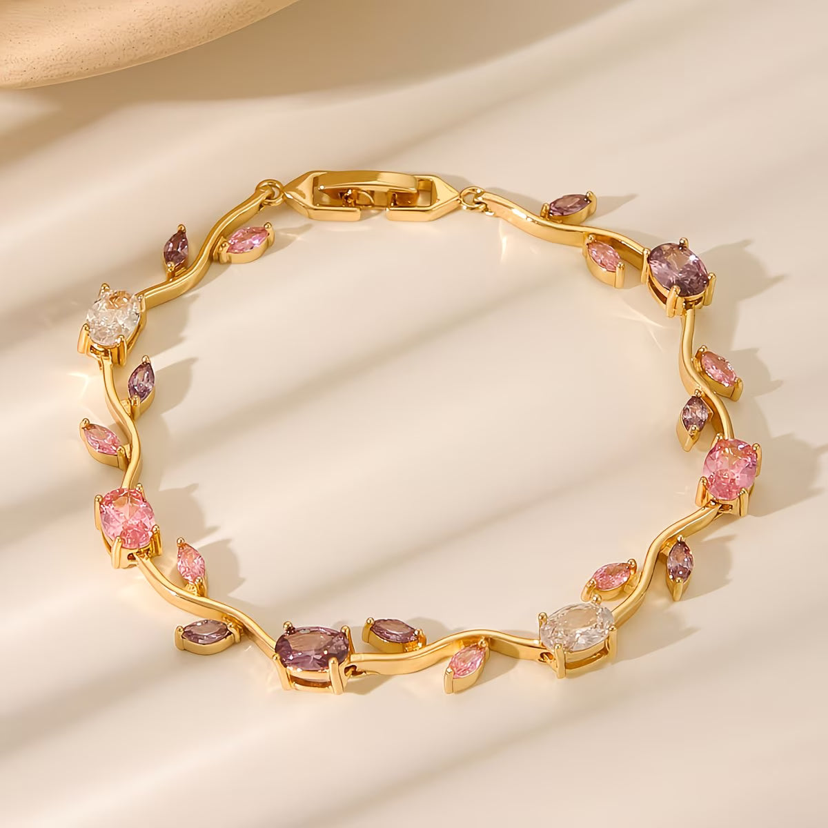 Pink Petal Crystal Bracelet by Alveera & Co