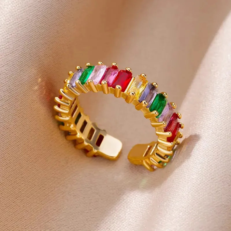 Rainbow Luxe Adjustable Ring by Alveera & Co