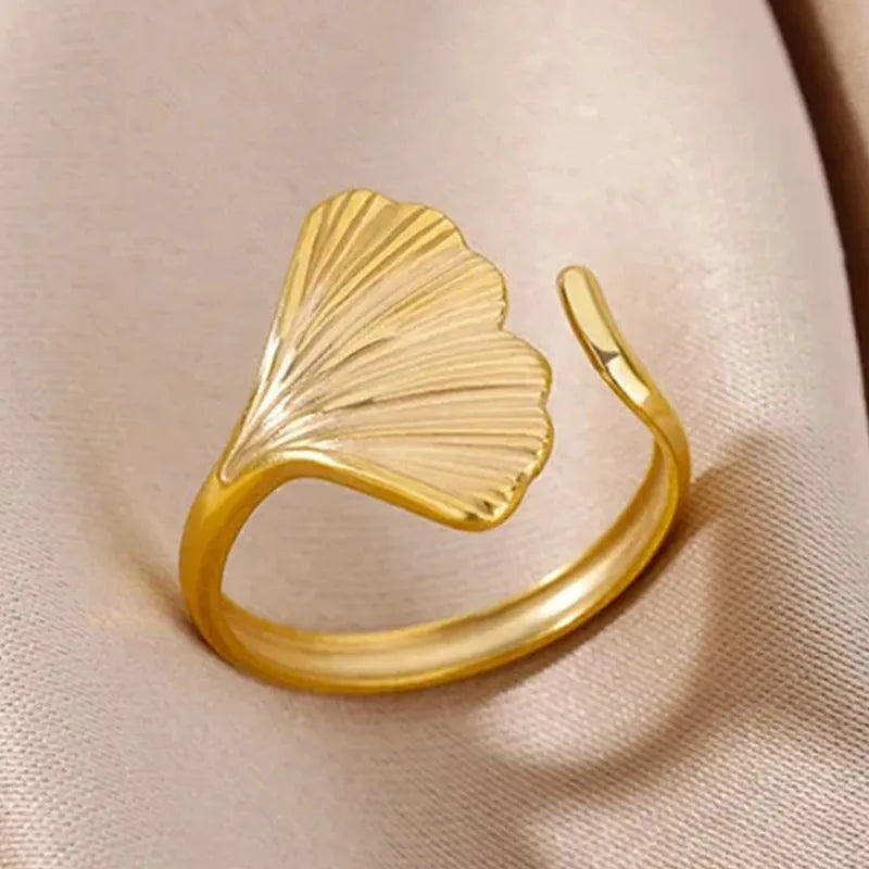 Ginkgo Leaf Adjustable Ring by Alveera & Co