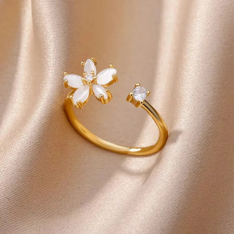 Blossom Pearl Adjustable Ring by Alveera & Co