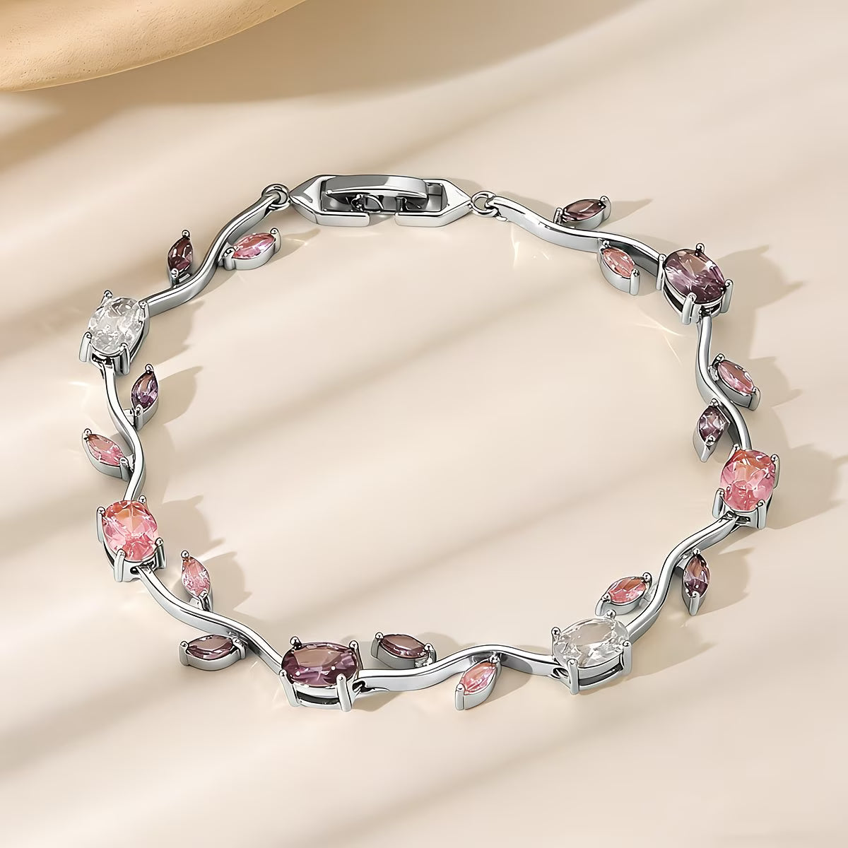 Pink Petal Crystal Bracelet by Alveera & Co