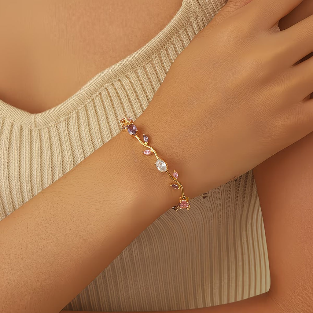 Pink Petal Crystal Bracelet by Alveera & Co