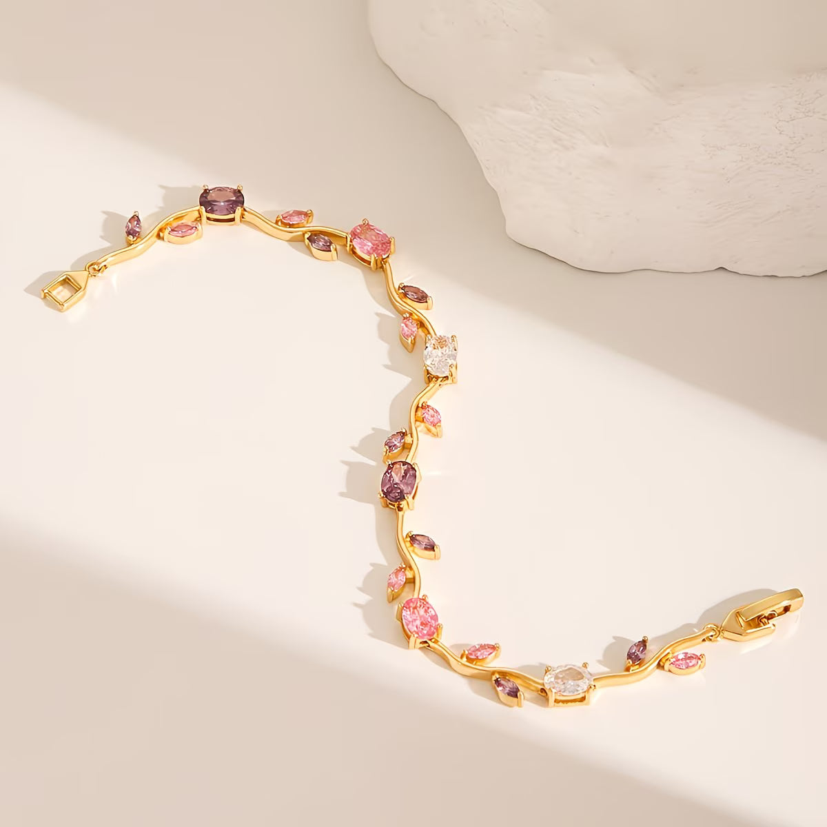 Pink Petal Crystal Bracelet by Alveera & Co